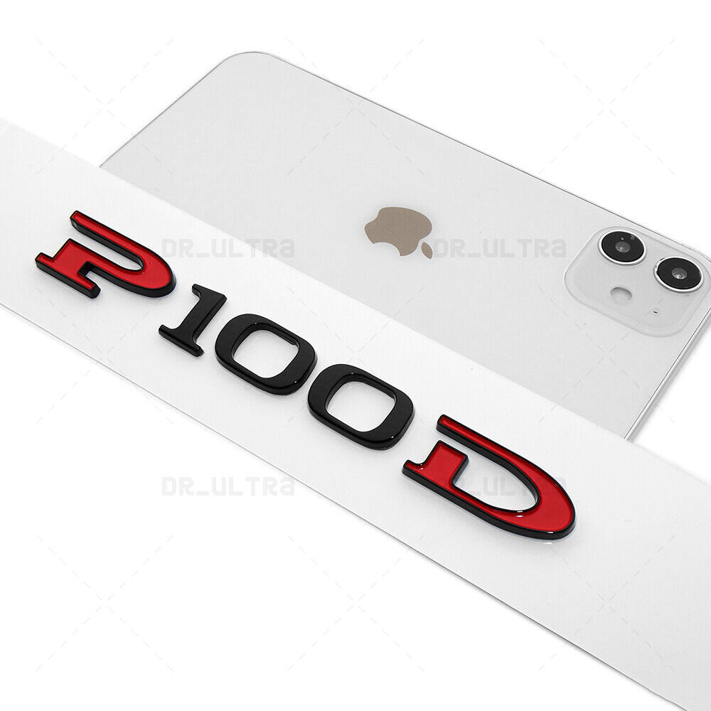 Tesla Rear Liftgate Model P100D Nameplate Logo Badge Emblem Sport Black & Red
