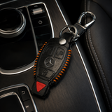 Orange Leather For Mercedes Remote Key Fob Case Shell & Keychain Protect GIft