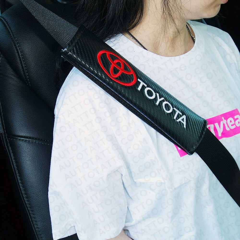Car Carbon Seat Belt Cover Safety Shoulder Strap Cushion Pad Harness Fit Toyota