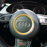 Audi Aluminum Steering Wheel Ring Logo Badge Sticker Emblem Decoration - Gold