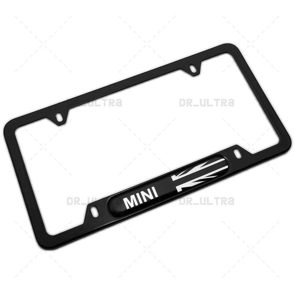 Mini Cooper Sport Front Rear Car License Plate Frame Cover Stainless Steel Black