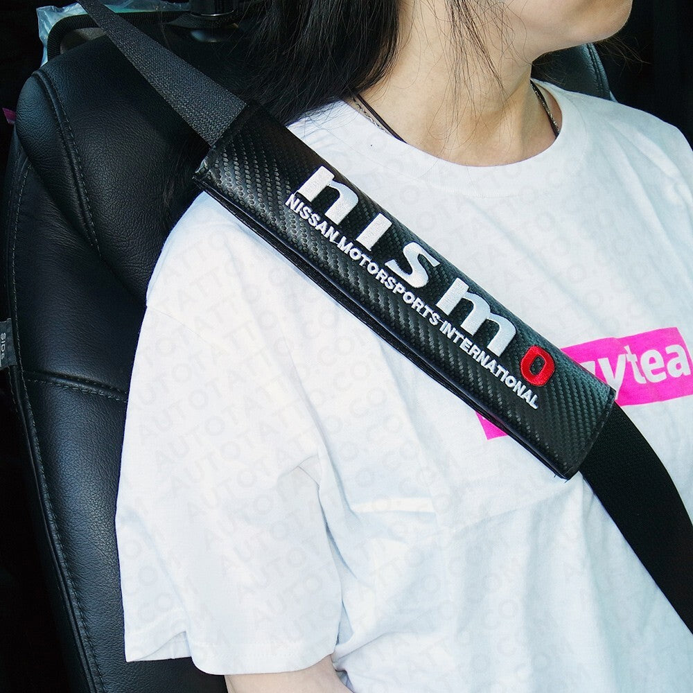 Nismo Sport Carbon Car Seat Belt Cover Safety Shoulder Strap Cushion Pad Harness