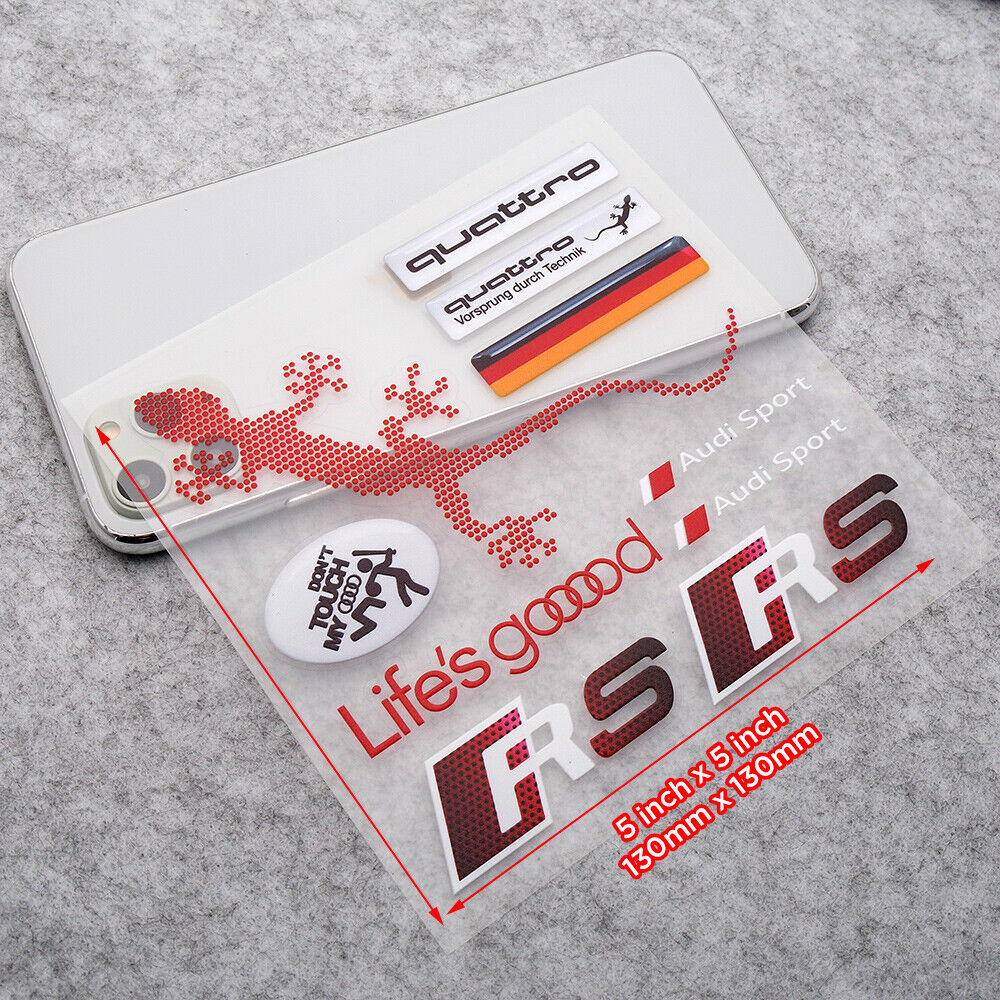Audi Sport RS Quattro Germany Racing Car Logo Sticker Vinyl Stripes Decal Decor