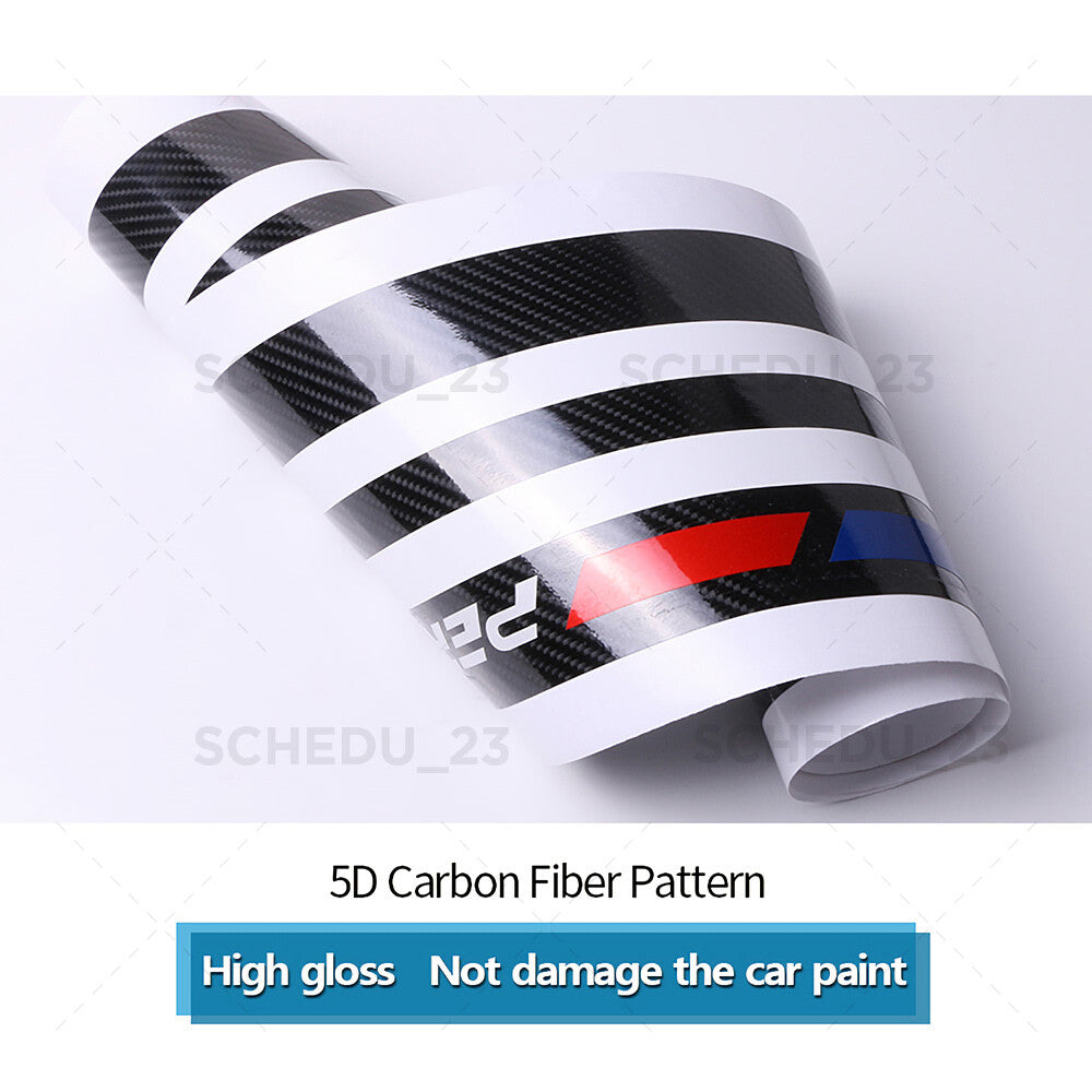 Black Carbon Fiber 5D Car Hood Sticker Stripe Decal For BMW Performance Sport