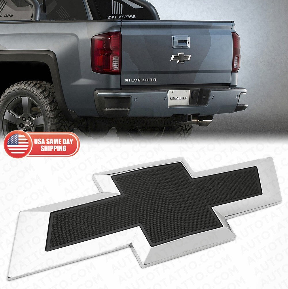 14-19 Chevy Silverado 1500 2500 3500 Colorado Tailgate Logo Emblem Chrome Black