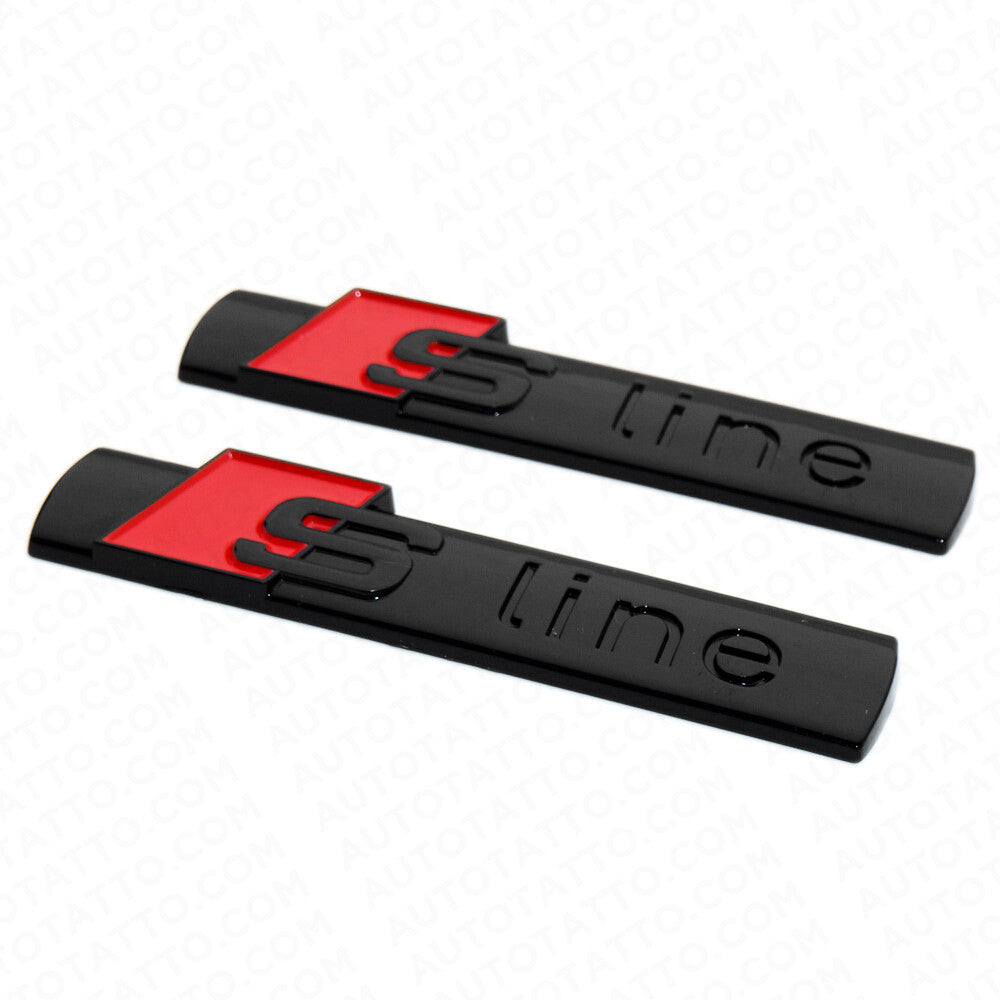 2x Gloss Black Audi S-LINE Side Fender Marker Logo Emblem Decal Badge Decoration