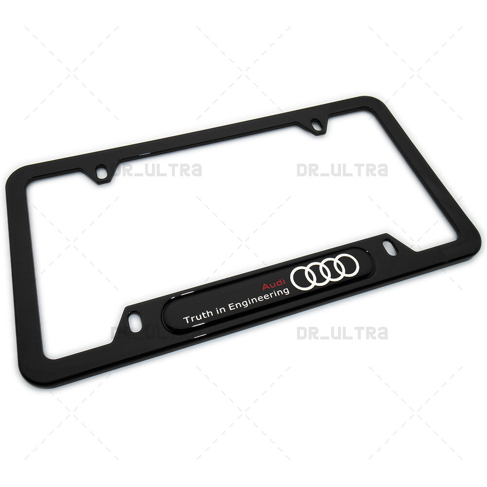 Gloss Black Front or Rear Audi Ring Logo Emblem License Plate Frame Cover Gift