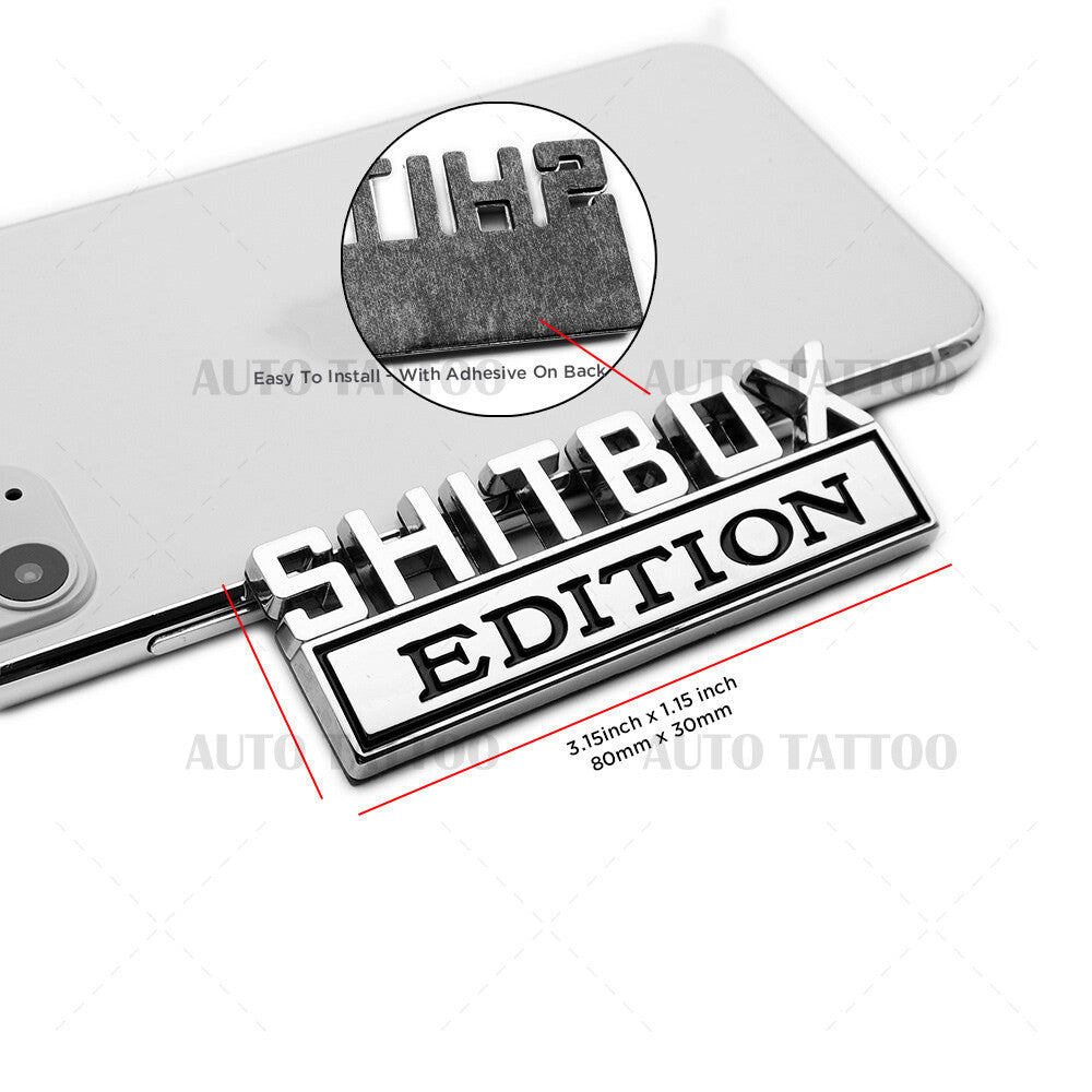 2Pcs ShitBox Edition 3D Car Truck Emblem Funny Badge Sticker Decal Decorate