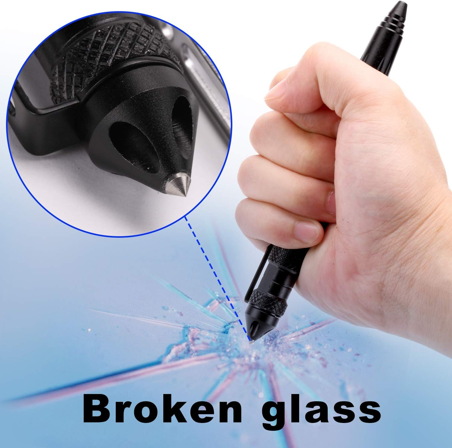 2 Pack Military Tactical Pen Set with 6 Ballpoint Refills Writing,Made Car Accessory - Black