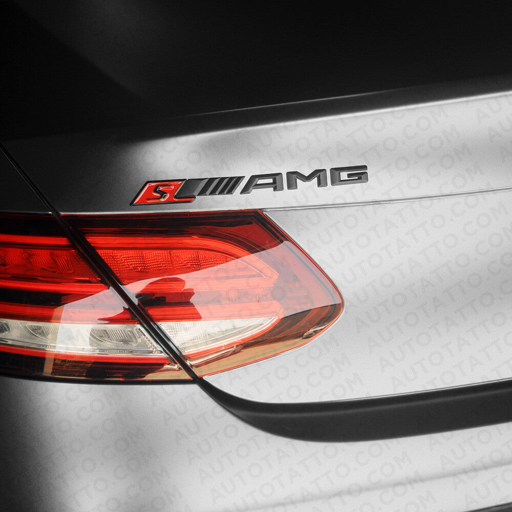 Mercedes S Trunk Emblem Logo 3D Sticker Badge Decoration AMG Edition Sport Red
