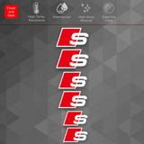For Audi S Sport Car Wheels Brake Caliper Sticker 3D Decal Logo Decoration White