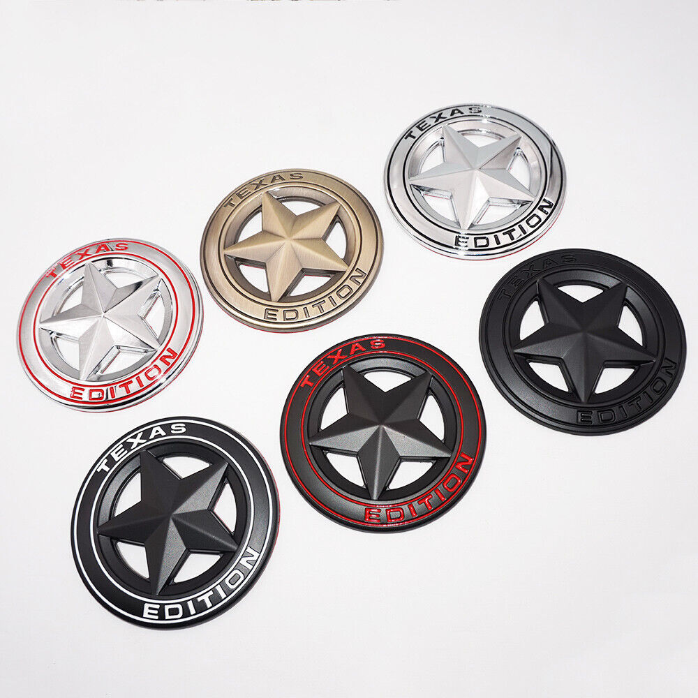 Universal 3D Fashion Metal Round Texas Star Car Decal Sticker Auto Decoration