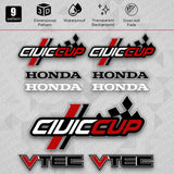 Universal Racing Sport Civic Cup VTEC Car Logo Sticker Vinyl 3D Decal Stripes