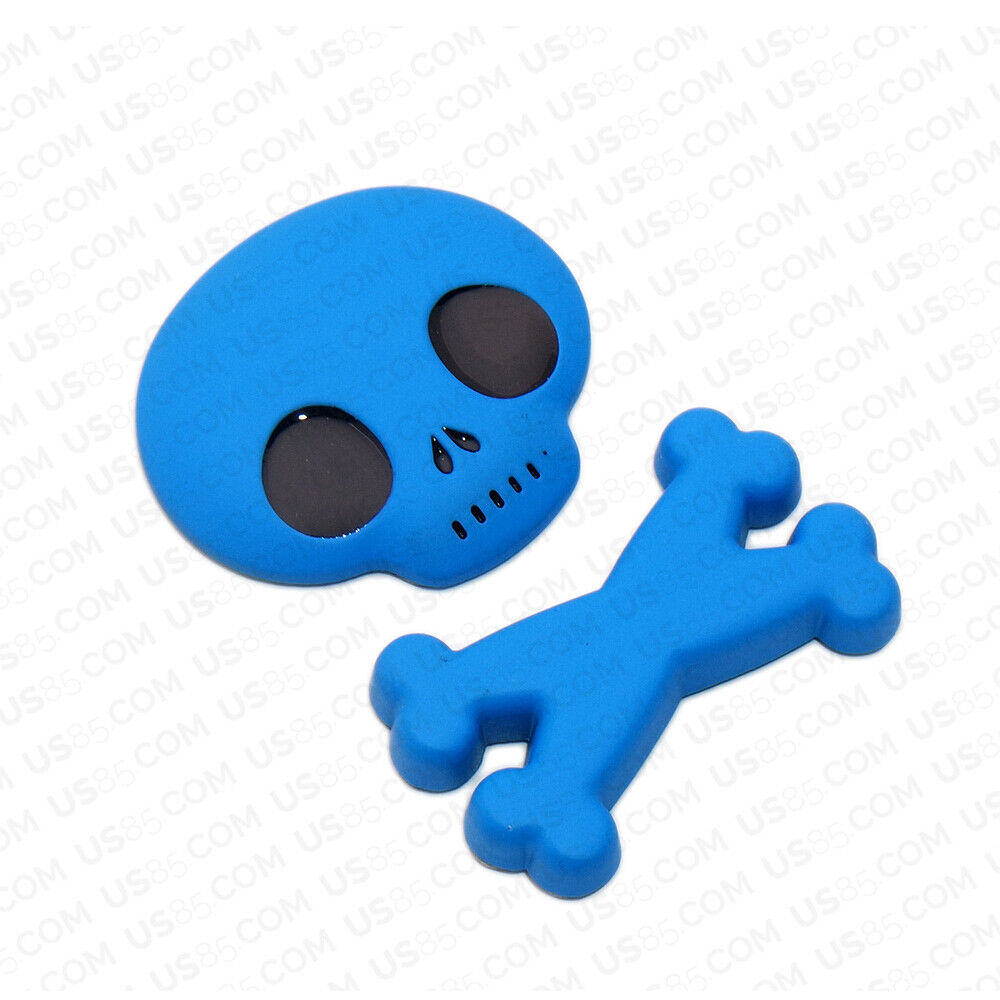 3D Fashion Metal Cute Skull w/ Bone Car Decal Badge Emblem Sticker Decoration