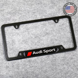 For Audi Sport Front or Rear Carbon Fiber Texture License Plate Frame Cover Gift