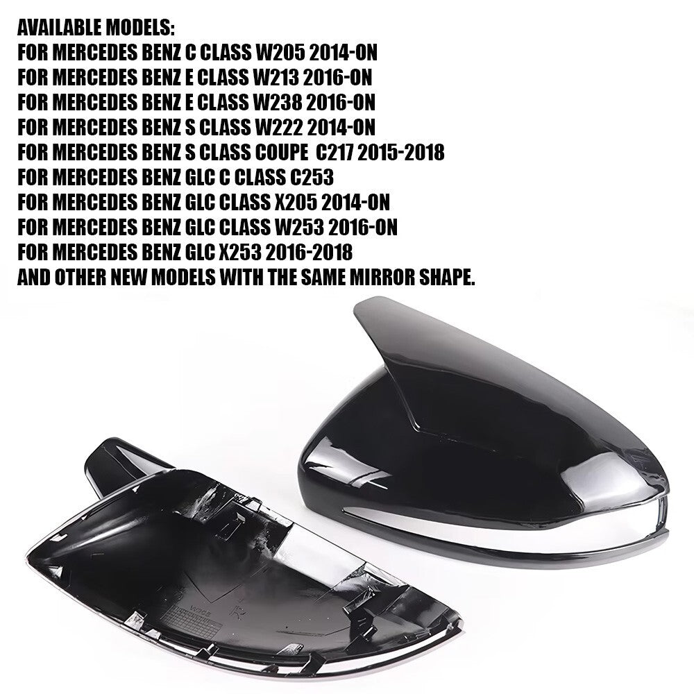 Gloss Black Mercedes W205 W213 X253 W222 C E S GLC Horn Mirror Cover Replace