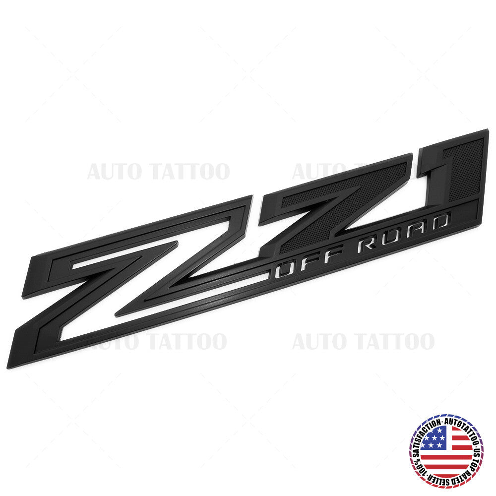 2pcs Chevy 19-21 Silverado Z71 Off Road Fender Letter Emblem Badge Matte Black
