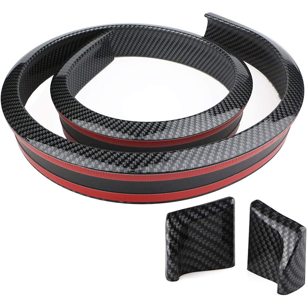Universal 4.9ft Carbon Fiber PU Car Rear Roof Trunk Spoiler Wing Lip Sticker Kit