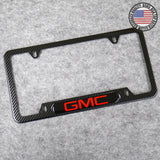For GMC Front or Rear Carbon Fiber Texture License Plate Frame Cover Holder Gift