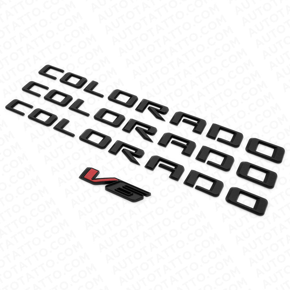 4x 21+ Chevy Colorado V6 Fender & Tailgate Matte Black Badge Logo Emblem Truck