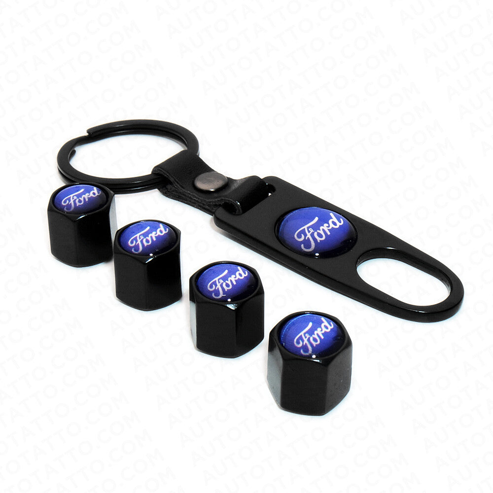 Universal Black Car Wheel Tyre Tire Valves Dust Stems Air Caps Keychain Emblem F