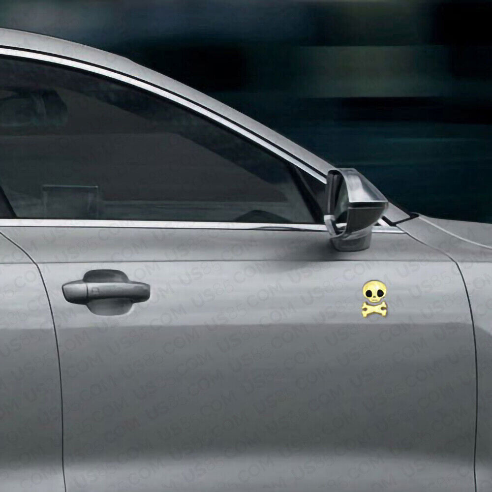3D Fashion Metal Cute Skull w/ Bone Car Decal Badge Emblem Sticker Decoration