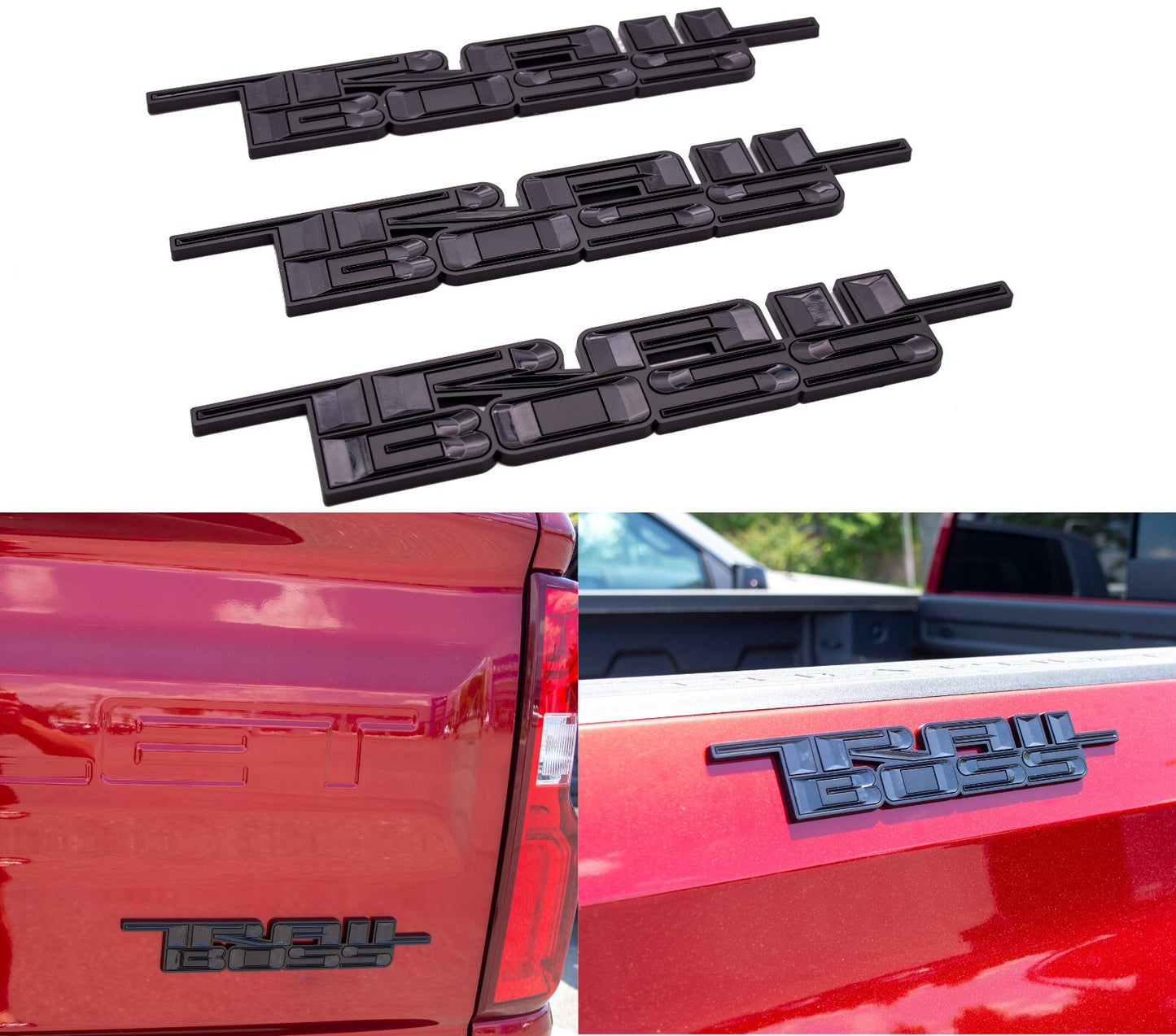3 x Matte Black 2000-2024 Silverado Z71 Trailboss Emblem Badge Nameplate