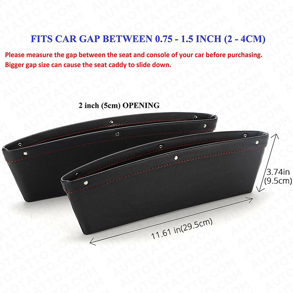 2x Leather Catch Caddy Car Seat Console Gap Filler Side Organizer Pocket Storage