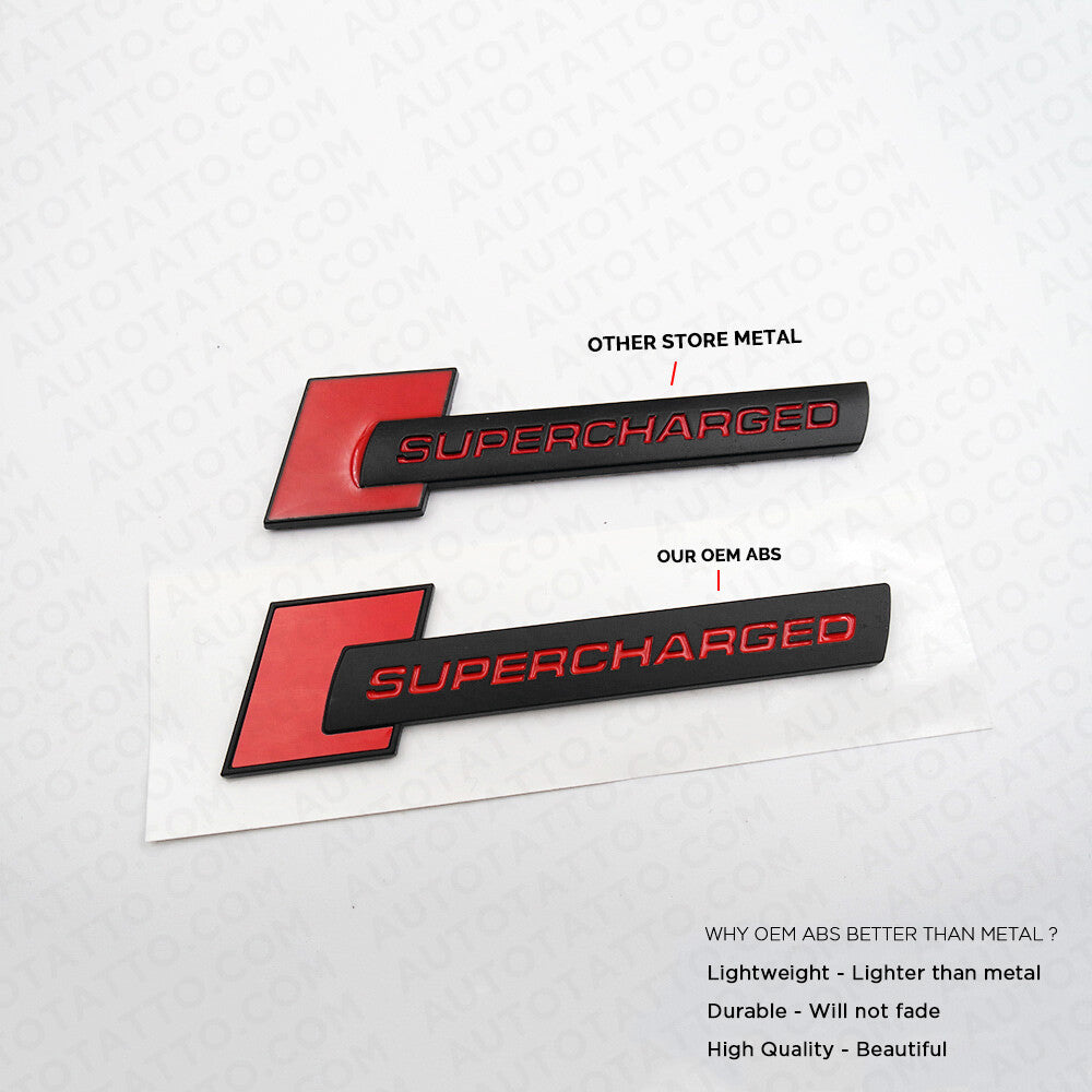 Audi Supercharged Side Fender Marker Nameplate Emblem Badge Decorate Black&Red