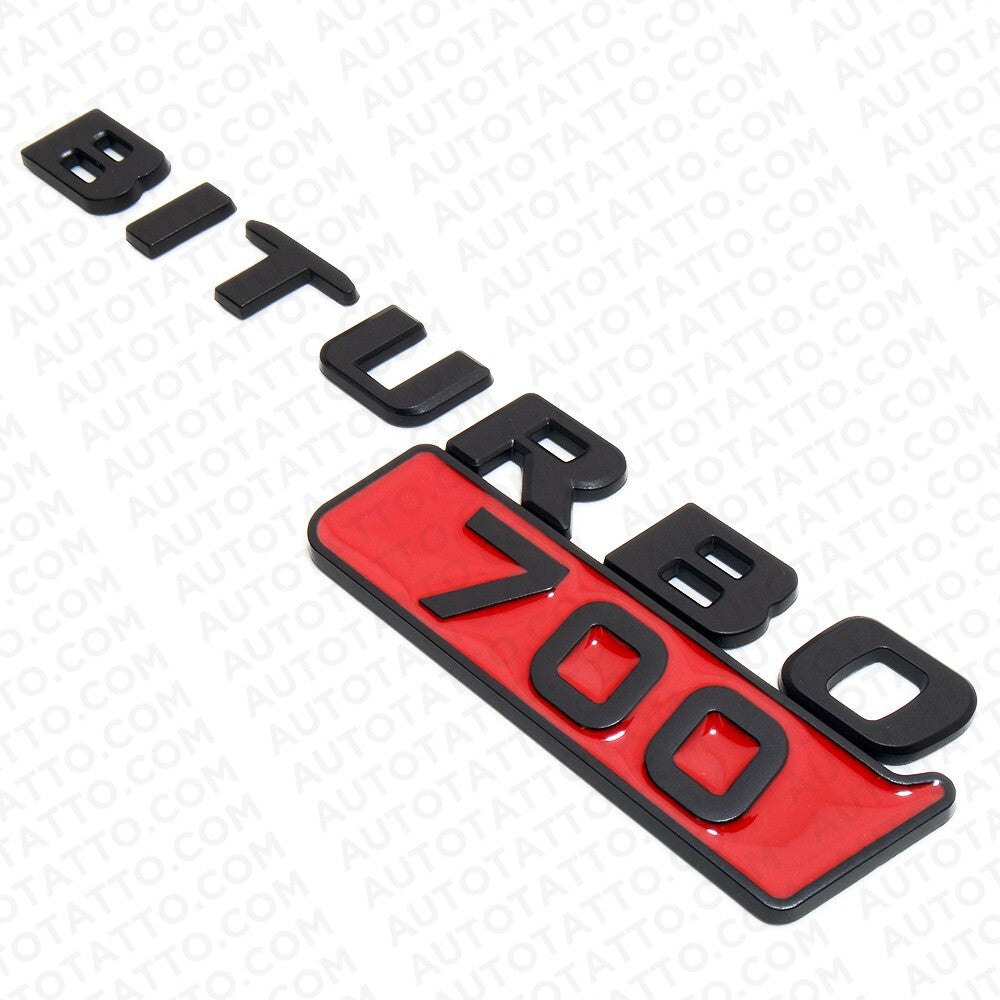 2x Mercedes BRABUS BITURBO 700 Fender Nameplate Badge Marker Emblem Matte Black