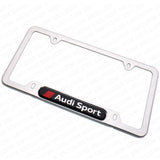 Chrome Stainless Steel Front Rear Audi Sport Logo License Plate Frame Cover Gift
