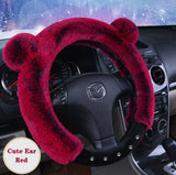 Universal Soft Warm Ears Faux Rabbit Fur Car Steering Wheel Cover for Decoration