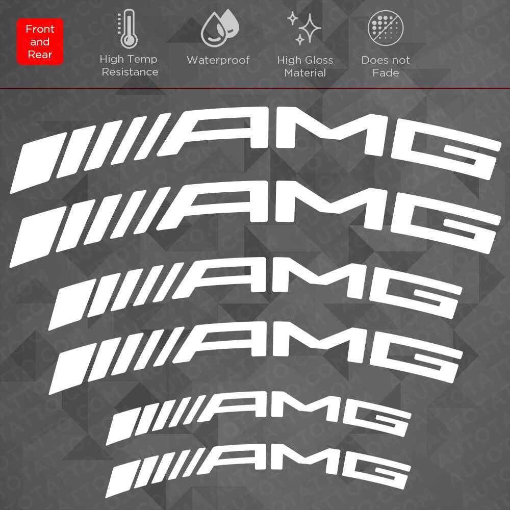AMG Edition Car Wheels Brake Caliper Sticker Decal Logo Decoration Sport White
