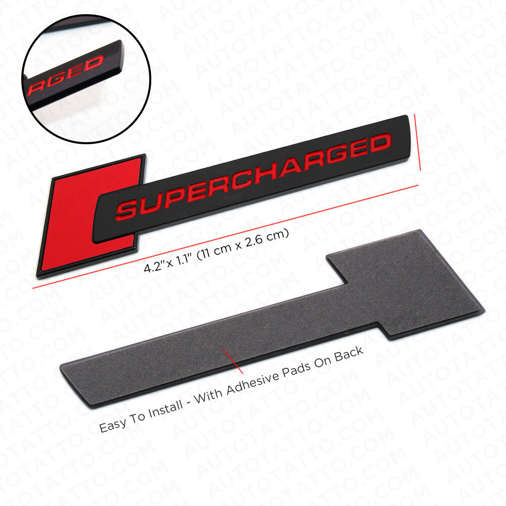 Audi Supercharged Side Fender Marker Nameplate Emblem Badge Decorate Black&Red