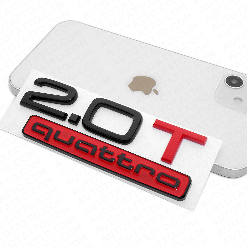 17-22 Audi Rear Trunk Lid 2.0T Quattro Nameplate Emblem Logo Badge Black & Red