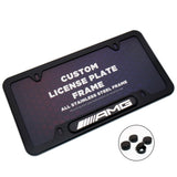 Black Stainless Front Rear Emblem License Plate Frame Cover Gift For AMG Sport