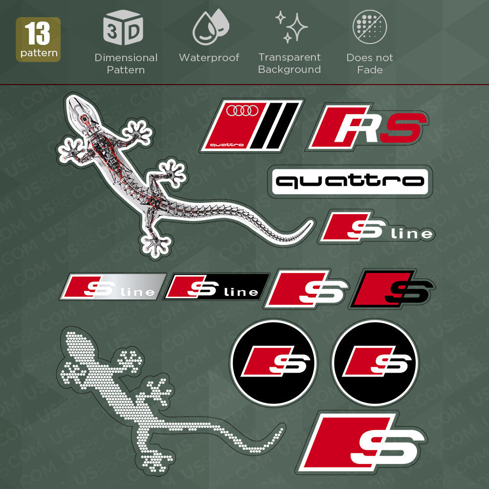 For Audi Sport S S-line Quattro Gecko Sticker Car Decal Stripes Logo Decoration