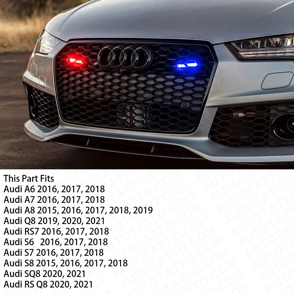 16-21 AUDI A6 A7 A8 S7 RS7 Gloss Black Front Grille Rings Badge Logo Emblem