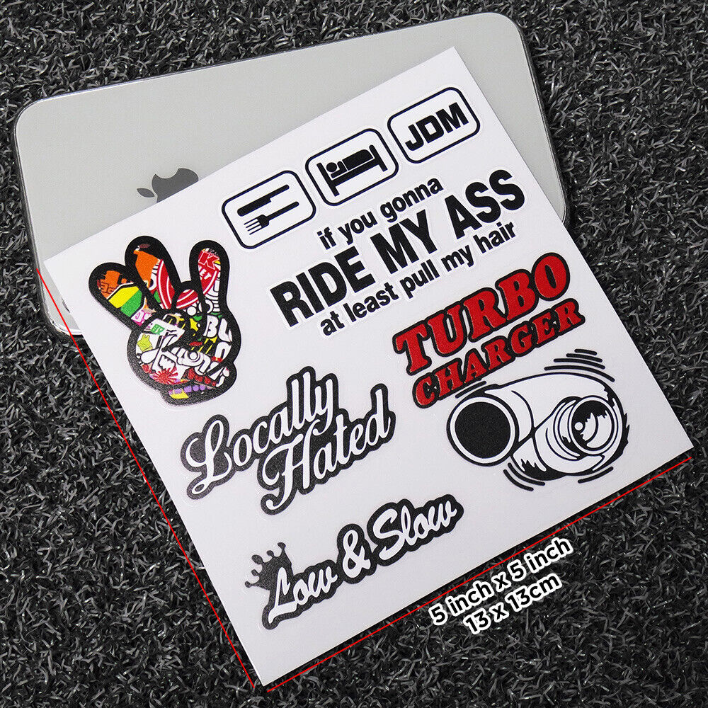 Personality Car Sticker JDM Hippie Boom Peace Funny Cute Turbo 3D Decal Stripe