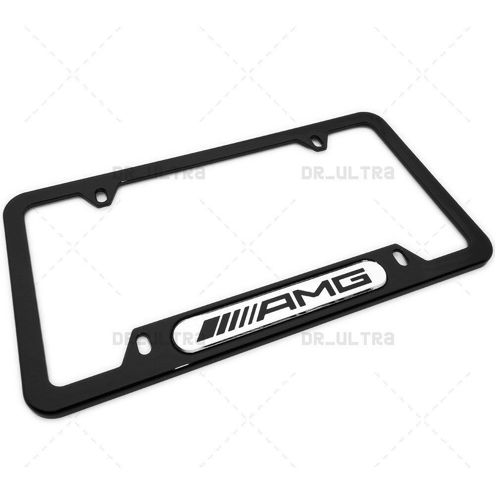 Gloss Black Front or Rear AMG Sport Logo Emblem License Plate Frame Cover Gift