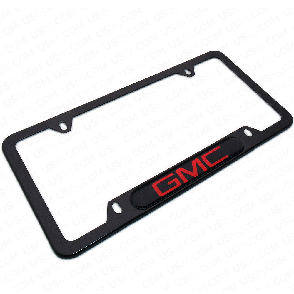 Black Stainless Steel Front Rear Emblem License Plate Frame Cover Gift - GMC