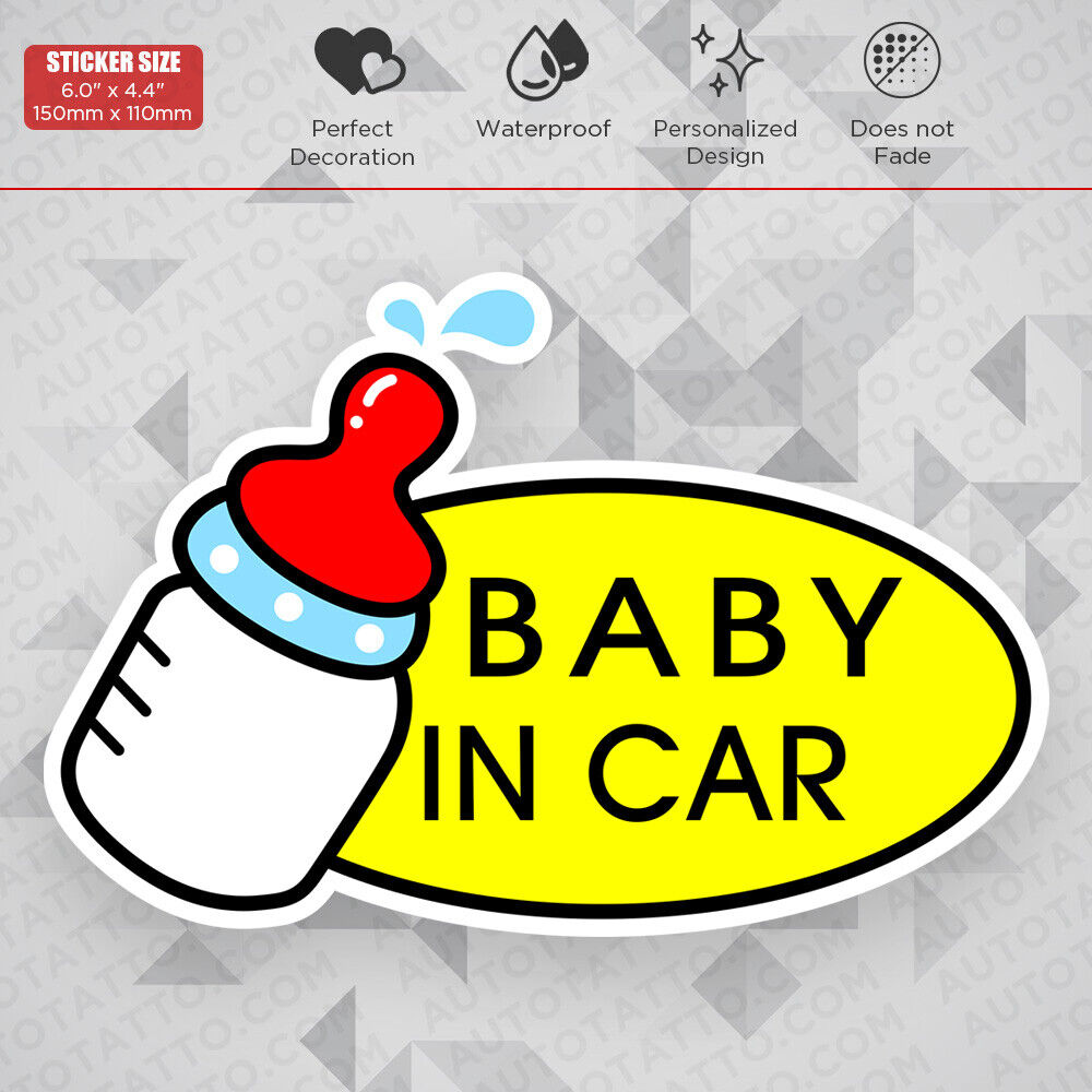 Cute Baby in Car Bottle 3D Sticker Decal Kid on Board Van Trunk Window Decorate
