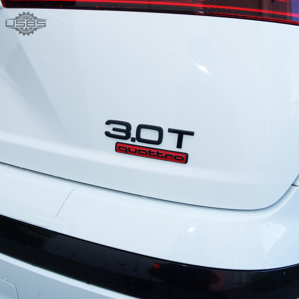 Audi Black Red Quattro Nameplate OEM ABS Emblem Liftgate Adhesive Logo Lid Badge