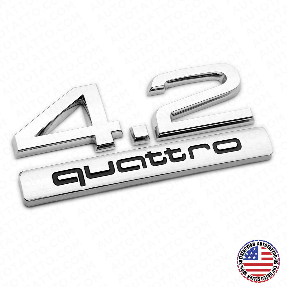 Audi Car Rear Trunk Deck Lid 4.2 Quattro Nameplate Emblem Badge OEM Chrome Sline