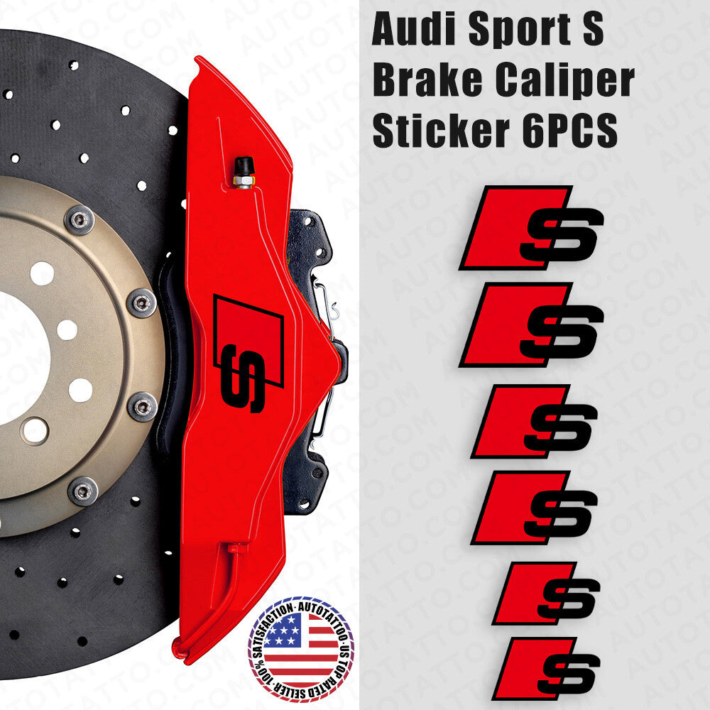 For Audi S Sport Car Wheels Brake Caliper Sticker 3D Decal Logo Decoration Black