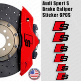 For Audi S Sport Car Wheels Brake Caliper Sticker 3D Decal Logo Decoration Black