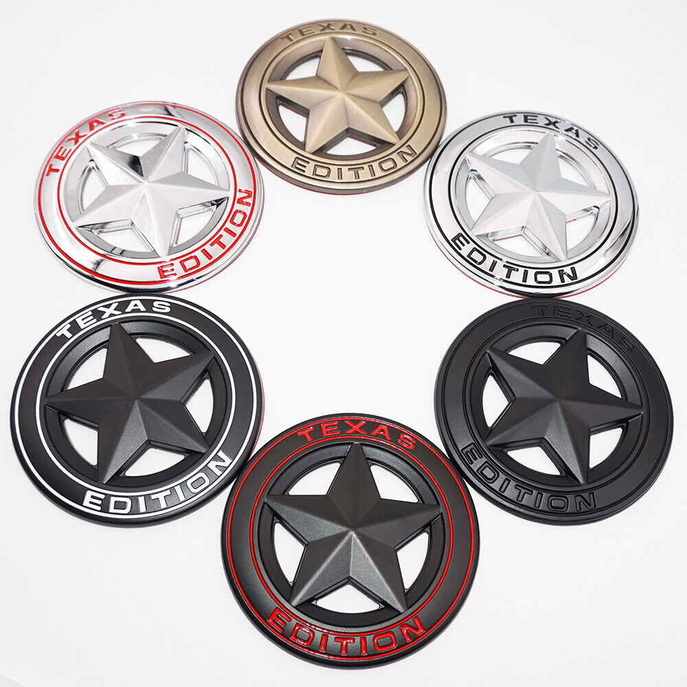 Universal 3D Fashion Metal Round Texas Star Car Decal Sticker Auto Decoration