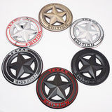 Universal 3D Fashion Metal Round Texas Star Car Decal Sticker Auto Decoration
