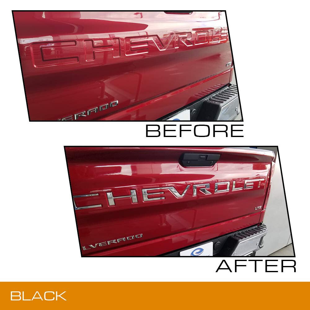 19-22 Silverado CHEVROLET Tailgate Insert 3D Letter Badge Nameplate Logo Emblem