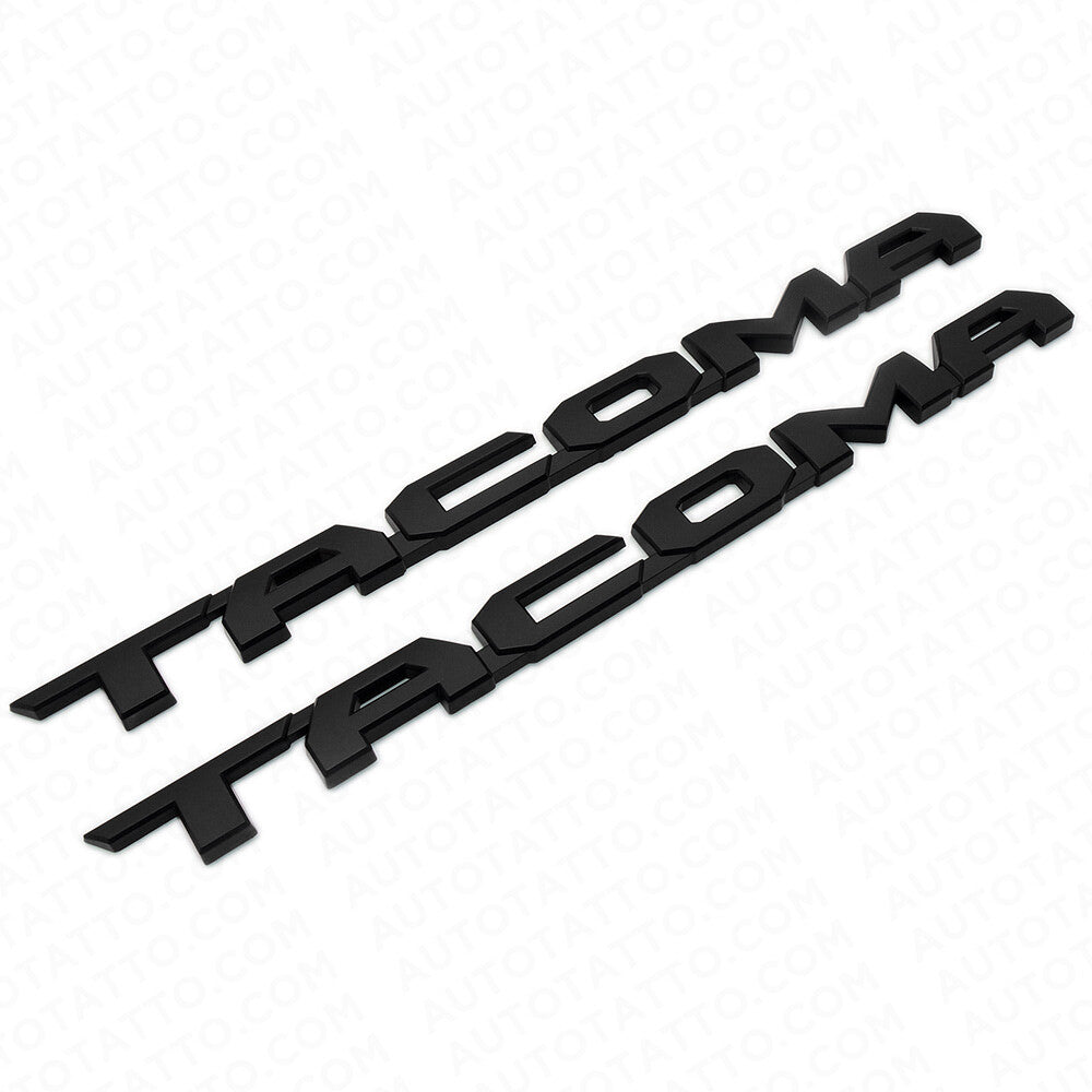 2x 15-21 Black Tacoma Letter Front Door Nameplate Emblem Badge Logo Tailgate